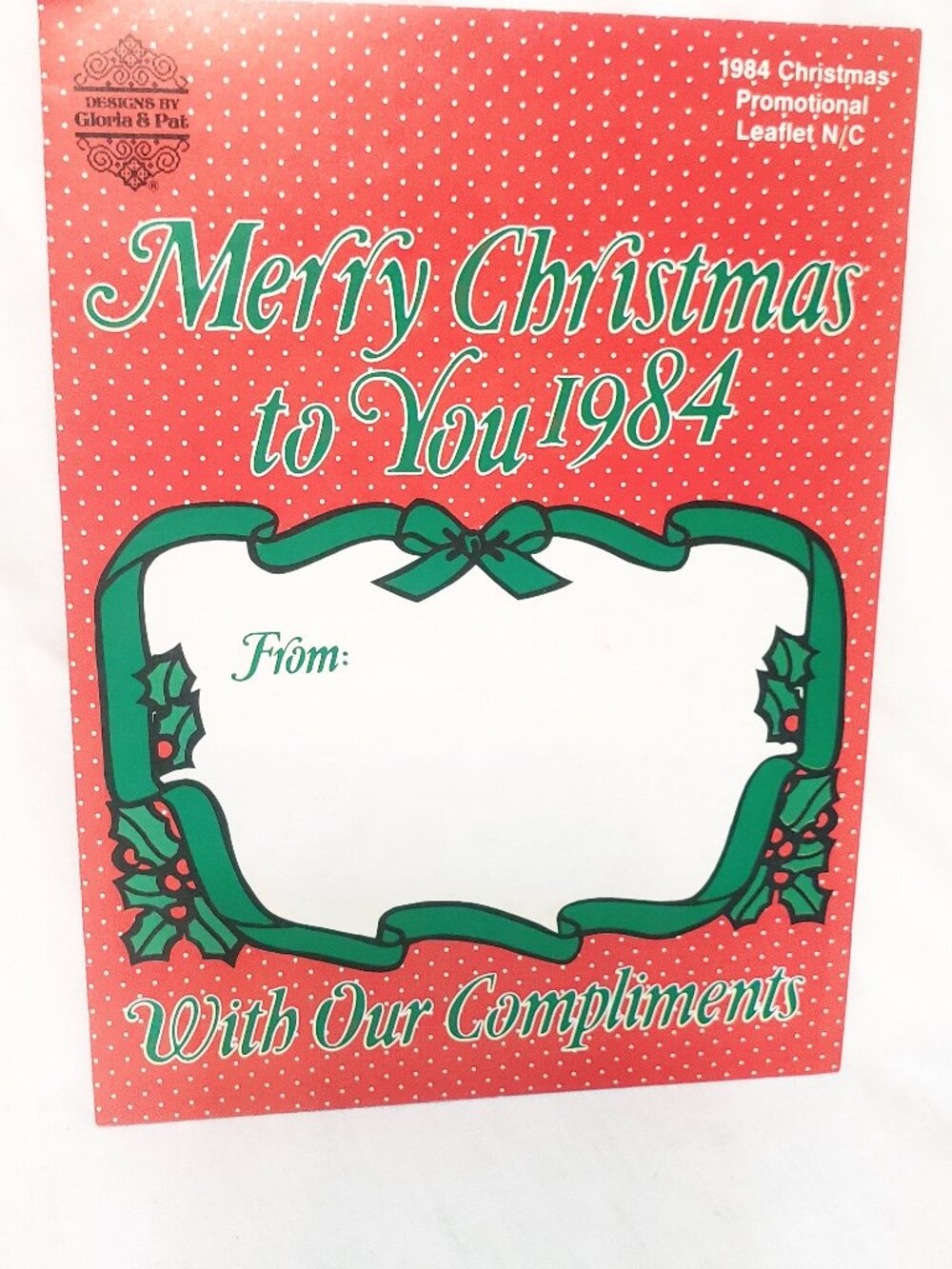 Merry Christmas to You 1984 Cross Stitch Leaflet Gloria & Pat